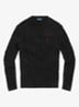 Kabelgebreide katoenen trui - Polo Black / Zwart