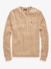 Kabelgebreide katoenen trui - Camel Melange-2X88