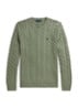 Kabelgebreide katoenen trui - Fern Green Heather-267S