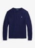 Kabelgebreide katoenen trui - Bright Navy-2X86