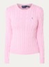 Kabelgebreide pullover met logoborduring - Roze