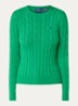 Kabelgebreide pullover met logoborduring - Groen