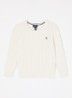 Kabelgebreide pullover met logoborduring - Gebroken wit