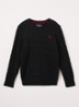 Kabelgebreide pullover met logoborduring - Zwart
