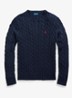 Kabelgebreide pullover met logoborduring - Hunter Navy / Blauw