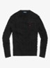 Kabelgebreide pullover met logoborduring - Polo Black / Zwart