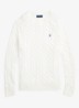 Kabelgebreide pullover met logoborduring - White-2WCF
