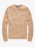 Kabelgebreide pullover met logoborduring - Camel Melange-2X88