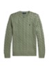 Kabelgebreide pullover met logoborduring - Fern Green Heather-267S
