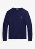 Kabelgebreide pullover met logoborduring - Bright Navy-2X86