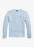 Kabelgebreide pullover met logoborduring - Blue Hyacinth Hthr-44EJ