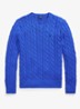 Kabelgebreide pullover met logoborduring - New Iris Blue-37X7
