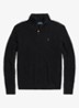 Kabelgebreide trui in kasjmierblend met halve rits - Polo Black / Zwart