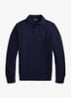 Kabelgebreide trui in kasjmierblend met polokraag - Hunter Navy / Donkerblauw