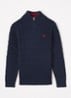 Kabelgebreide trui met halve rits - Donkerblauw