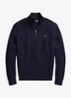 Kabelgebreide trui met halve rits - Blauw