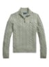 Kabelgebreide trui met halve rits - Fern Green Heather / Groen
