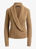 Kabelgebreide trui met kraag - Lauren Camel / Beige
