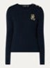 Kabelgebreide trui met logoborduring - Lauren navy / donkerblauw