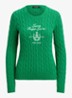 Kabelgebreide trui met logoborduring - Groen