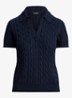 Kabelgebreide trui met logoborduring - Lauren Navy / Blauw
