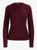 Kabelgebreide trui met logoborduring - Dark Garnet / Bordeauxrood