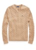 Kabelgebreide trui met logoborduring - Camel Melange-2X88
