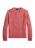 Kabelgebreide trui met logoborduring - Strawberry Gelato / Rood