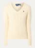 Kimberly kabelgebreide pullover met logoborduring - Beige
