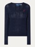 Kimberly kabelgebreide pullover met logoborduring - Donkerblauw