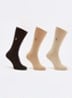 Mercerized sokken met logoborduring in 3-pack - Beige