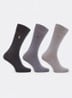 Mercerized sokken met logoborduring in 3-pack - Grijs