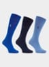 Mercerized sokken met logoborduring in 3-pack - Blauw