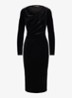 Midi jurk van fluweel met watervalhals - Black Velvet / Zwart