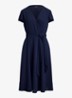 Midi wikkeljurk met strikceintuur - Donkerblauw