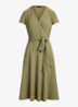 Midi wikkeljurk met strikceintuur - Light Agave / Beige