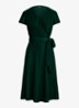 Midi wikkeljurk van fluweel met strikceintuur - Dark Evergreen / Groen