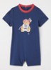 Playsuit van piqué katoen met logoborduring - Donkerblauw