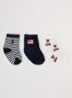 Polo Bear sokken met print en logo in 3-pack - Donkerblauw