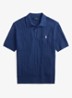Regular fit kabelgebreide polo met logoborduring - Rustic Navy Hthr-3R19