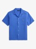 Regular fit overhemd in linnenblend met borstzak en logoborduring - Scottsdale Blue-2WOJ