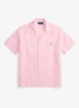 Regular fit overhemd in linnenblend met borstzak en logoborduring - Carmel Pink / Roze