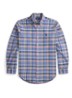 Regular fit overhemd met ruitdessin en logoborduring - Blauw