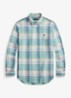Regular fit overhemd van linnen met ruitdessin - 7116B Green Blue White-48OA