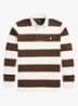 Regular fit polo met logo en streepprint - Trphy Crm/Choclate Brwn / Bruin