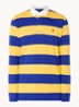 Regular fit polo met logoborduring en streepprint - Lichtgeel