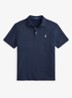 Regular fit polo van badstof met logo - Donkerblauw