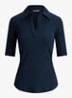 Ribgebreide top met kraag - Lauren Navy / Blauw