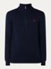 Ribgebreide trui met halve rits en logoborduring - Hunter navy/Rood PP / Donkerblauw