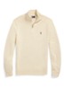 Ribgebreide trui met halve rits en logoborduring - Creme